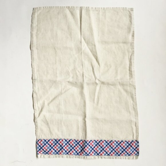 Vintage Linen Red & Blue Checked Plaid Kitchen Tea Towel - Picture 3 of 4
